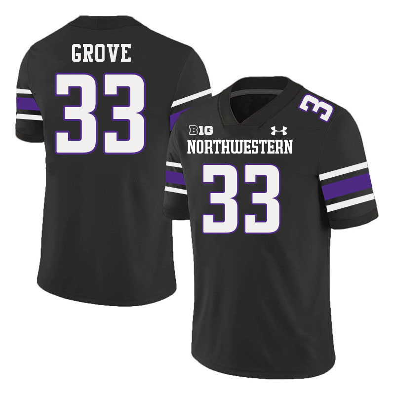 Northwestern Wildcats #33 Carson Grove College Football Jerseys Stitched-Black